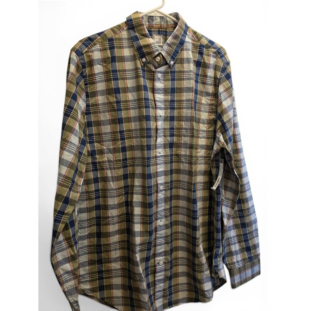 JCP Blue Grape Plaid Button-Down Shirt Mens LG NWT
